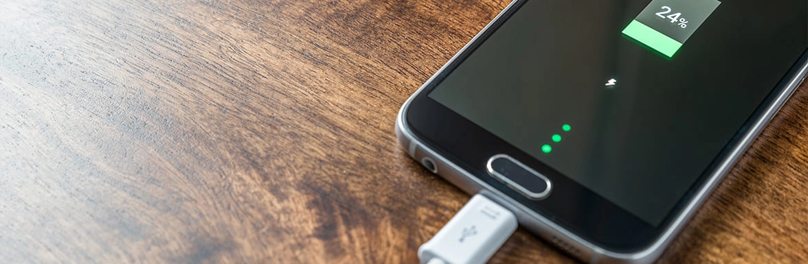 The mobile phone is 24% charged.
