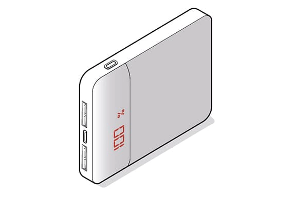 LED indicator in the housing of a power bank