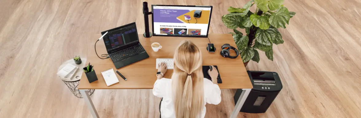 Person works at a desk.