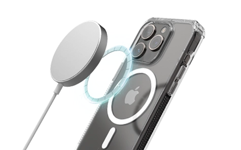 Illustration of the Hama MagCase ‘Extreme Protect’ mobile phone case, which charges the iPhone wirelessly