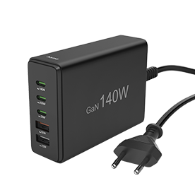 Hama 5-Port USB Charging Station, GaN, Fast Charger, 3xUSB-C, 2xUSB-A, PD, 140 W