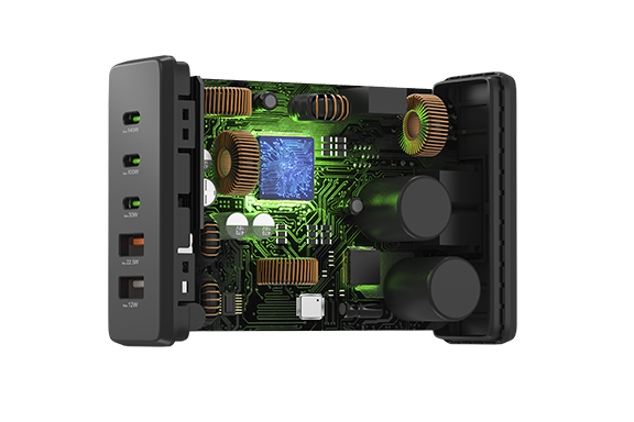 Rendered side view of the loader, showing the technical inner workings.
