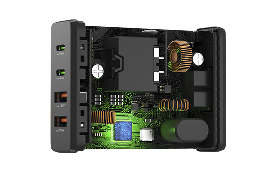 Rendered side view of the loader, showing the technical inner workings.