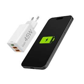 Hama Fast Charger, GaN, 1x USB-C PD, 2x USB-A QC, Mini-Charger, 45 W