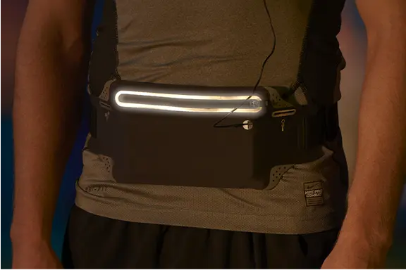 Reflective strips next to the zips.