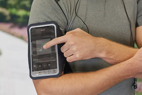 Person operates the smartphone.