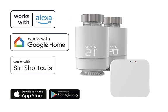 Article image with icons from Alexa, Google Home, Siri and Google Playstore and Apple App Store